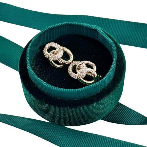 New Circle Huggie Earrings 14K Gold Plated CZ Geometric Preppy Timeless Chic - Picture 10 of 11